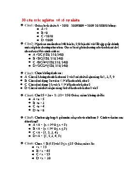 30 câu trắc nghiêm về số tự nhiên